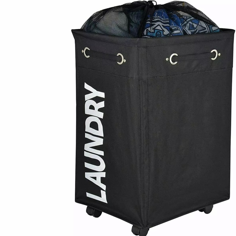 Caroeas 23" Rolling Slim Laundry Basket with Stand Foldable Waterproof Sorter